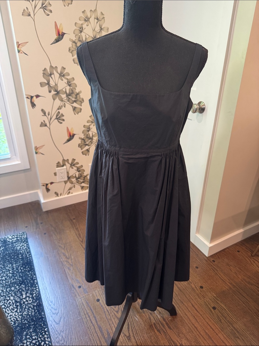 Rebecca Taylor Black Square-Neck Midi Dress